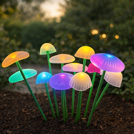 Luminária Solar de Jardim em Formato de Cogumelo