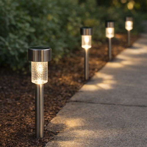 Kit Luminária Solar Balizador Espeto LED Jardim – Luz Quente, Fria ou RGB