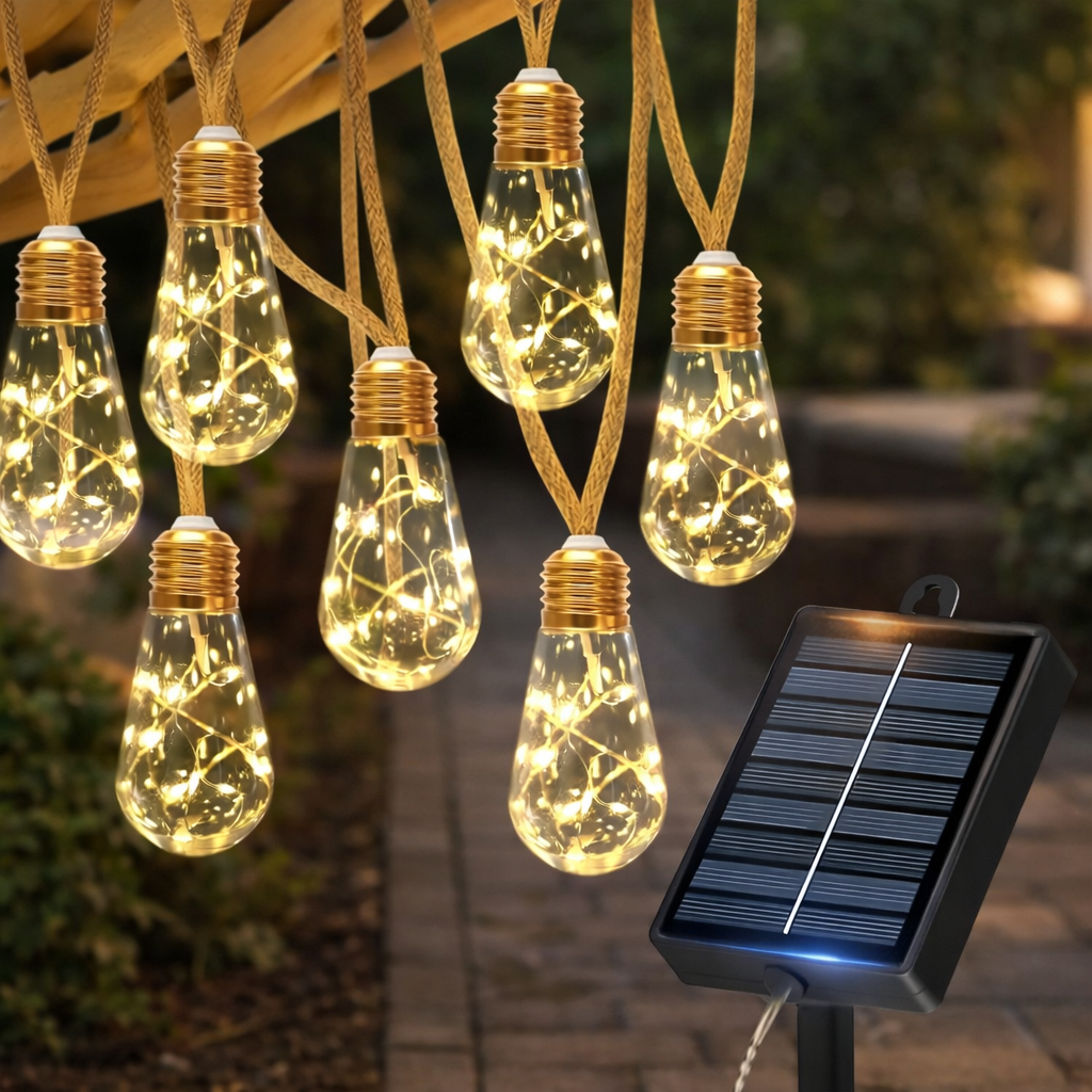 Cordão de Luzes Solares Decorativas 16 Lâmpadas – 7,3m