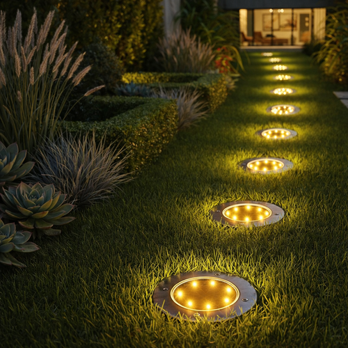 Kit 4 Luminárias Solares para Jardim LED Alto Brilho – Luz Amarela