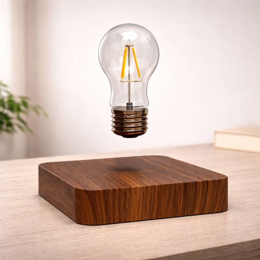 Luminária de Levitação Magnética – Base de Madeira e Luz LED Touch