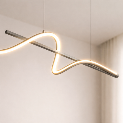 Luminária Linear LED Moderna – Controle Remoto / Luz Ajustável