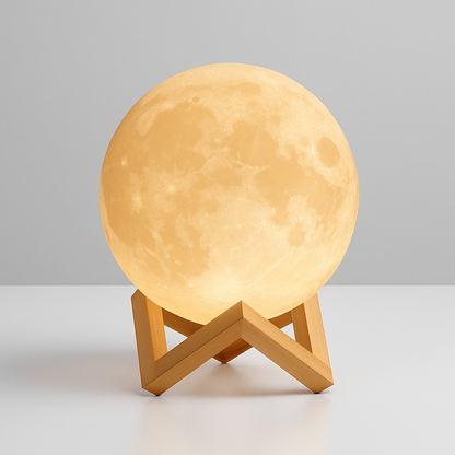 Luminária Lunar 3D com Controle por LED recarregável.