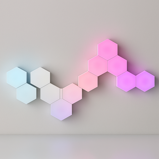 Luminária Inteligente Quantum Hexagonal RGB+| Painel Modular Neon LED para Parede DIY