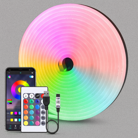 Fita LED Neon RGB 5V com Controle Remoto e Bluetooth| À Prova d’Água