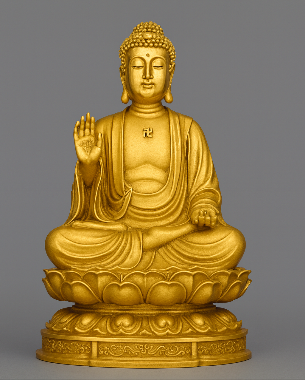 Estátua Buda Shakyamuni em Lótus| Escultura de Cobre Feng Shui