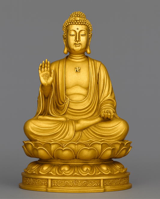 Estátua Buda Shakyamuni em Lótus| Escultura de Cobre Feng Shui