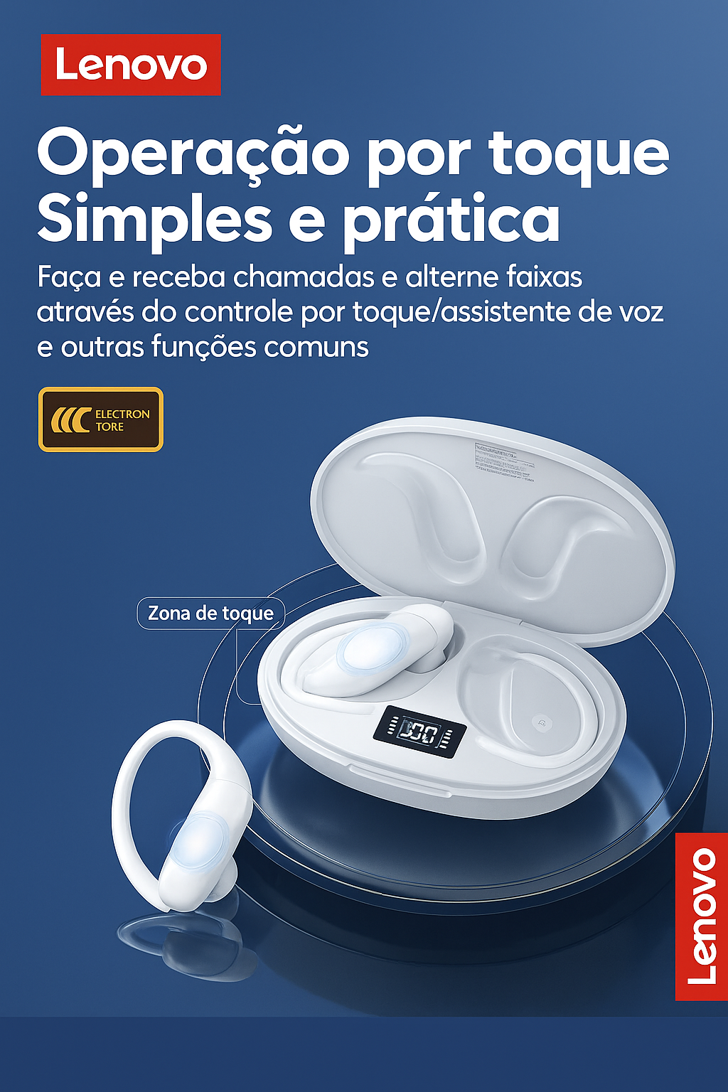 Lenovo XT55 Fone 5.4| Tradução em Tempo Real|Redução de Ruído|Chamadas HD