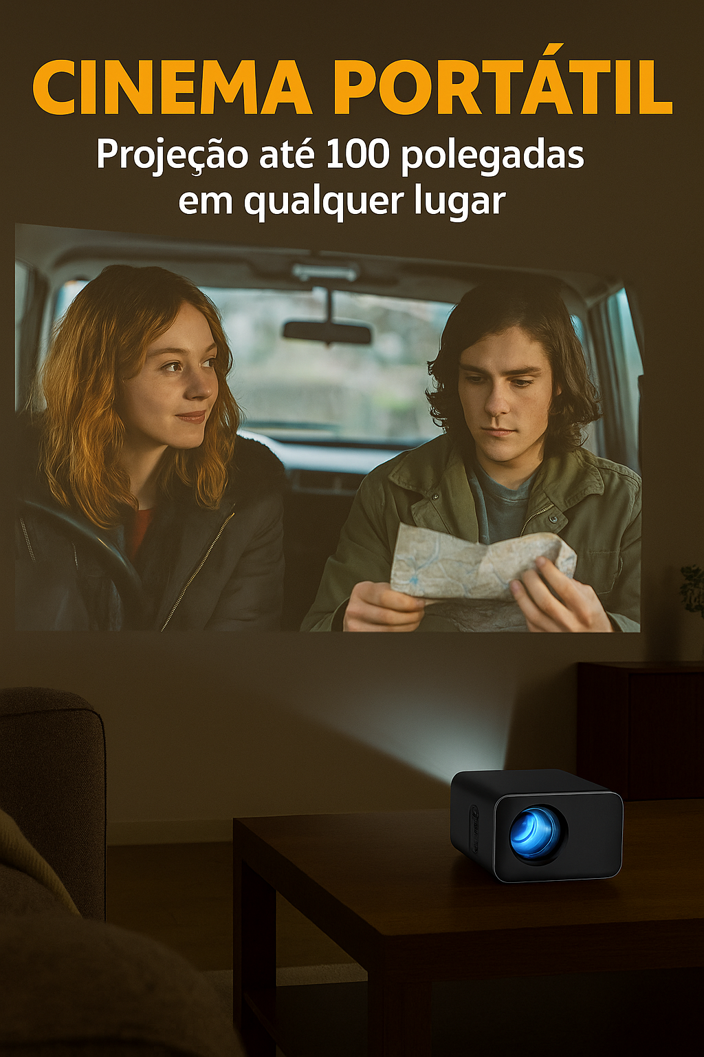 Projetor Portátil YT100 Mini Android WiFi – Cinema em Qualquer Lugar!