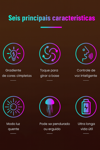 Luminária de cabeceira LED Nihgt Light controle de voz, gradiente.