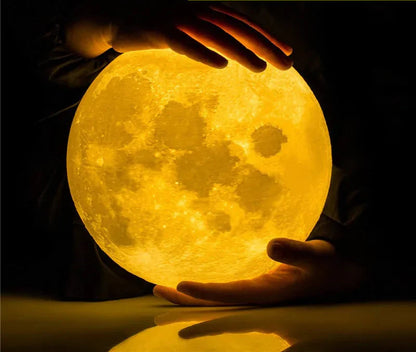 Luminária Lunar 3D com Controle por LED recarregável.