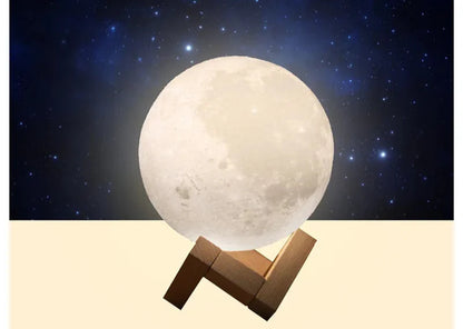 Luminária Lunar 3D com Controle por LED recarregável.