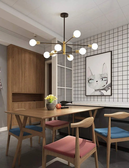 Lustre Molecular Magic Bean Dourado| Retrô Luxo| Rotacionável