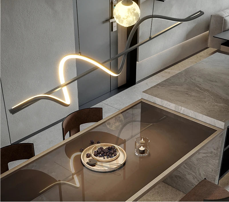 Luminária Linear LED Moderna – Controle Remoto / Luz Ajustável