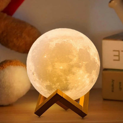 Luminária Lunar 3D com Controle por LED recarregável.