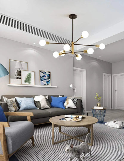 Lustre Molecular Magic Bean Dourado| Retrô Luxo| Rotacionável