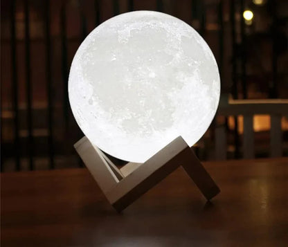 Luminária Lunar 3D com Controle por LED recarregável.