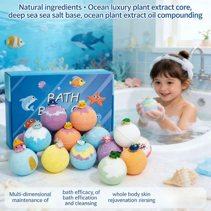 12Pcs Children's Toy Zodiac Animal Bath Salt Balls Ocean Bath Salt Balls Cleaning Bubble Balls Sea Salt Flower And Fruit Flavor