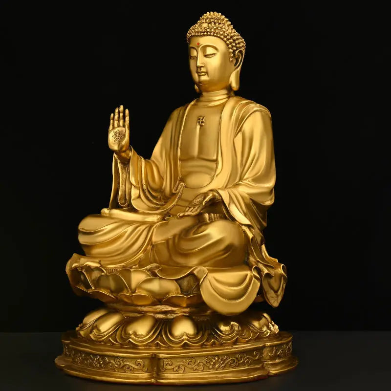 Estátua Buda Shakyamuni em Lótus| Escultura de Cobre Feng Shui