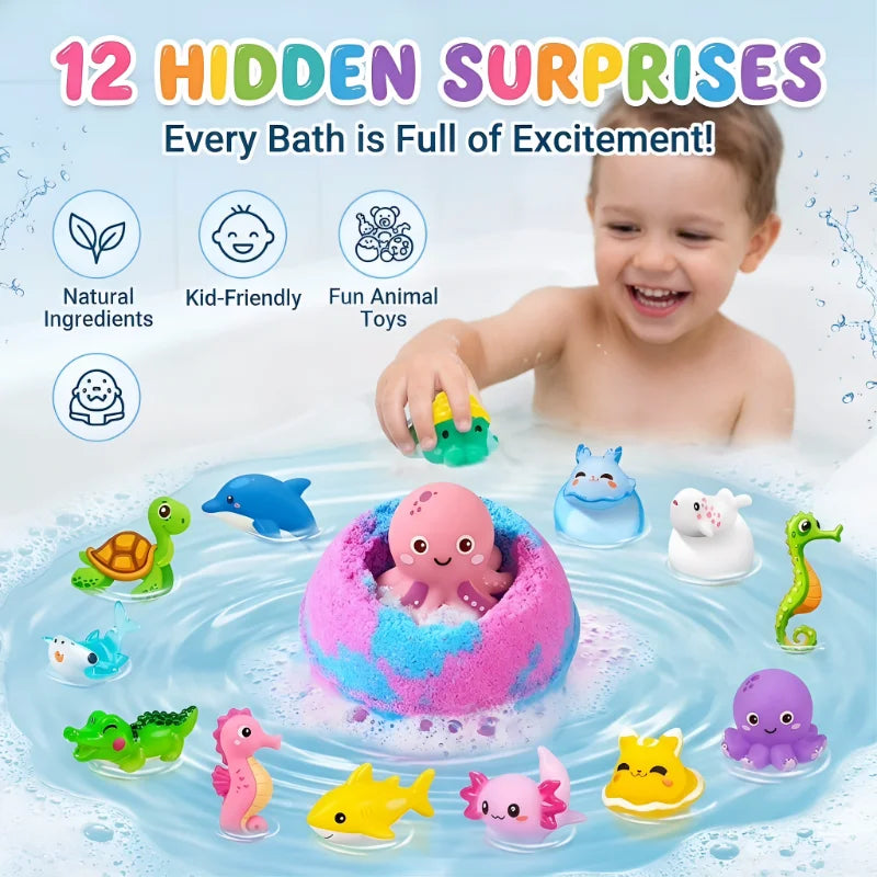 12Pcs Children's Toy Zodiac Animal Bath Salt Balls Ocean Bath Salt Balls Cleaning Bubble Balls Sea Salt Flower And Fruit Flavor