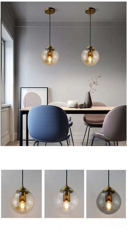 Luminária Pendente de Vidro| Design Nórdico em Metal e LED