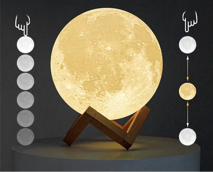 Luminária Lunar 3D com Controle por LED recarregável.