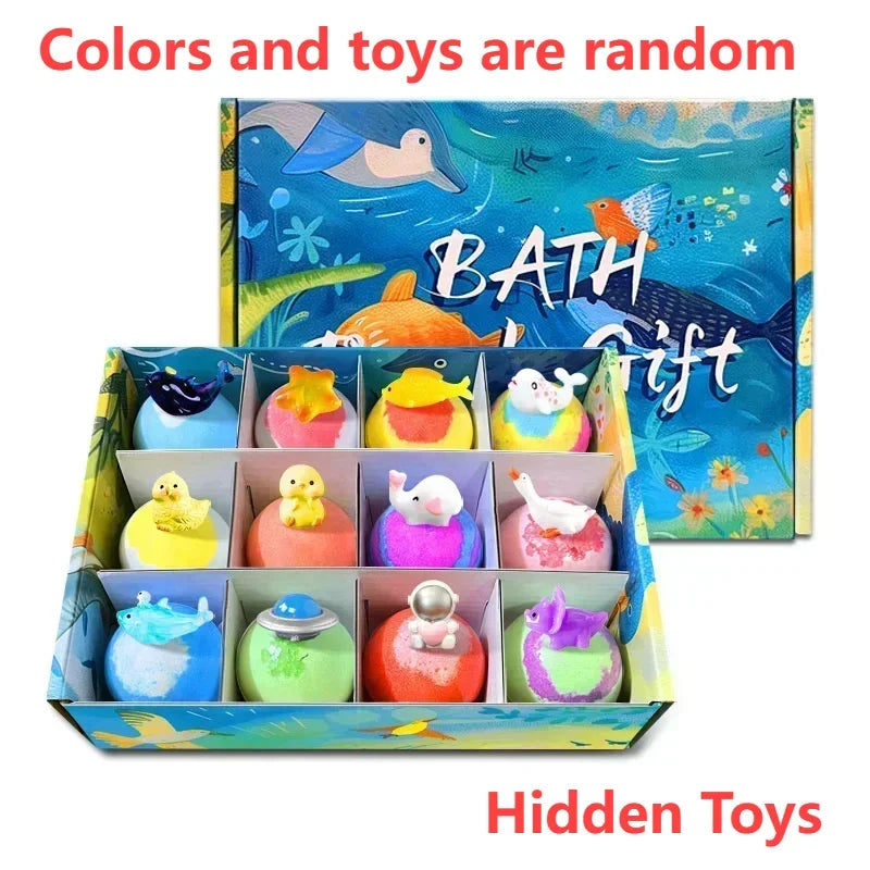 12Pcs Children's Toy Zodiac Animal Bath Salt Balls Ocean Bath Salt Balls Cleaning Bubble Balls Sea Salt Flower And Fruit Flavor