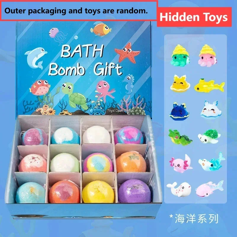 12Pcs Children's Toy Zodiac Animal Bath Salt Balls Ocean Bath Salt Balls Cleaning Bubble Balls Sea Salt Flower And Fruit Flavor