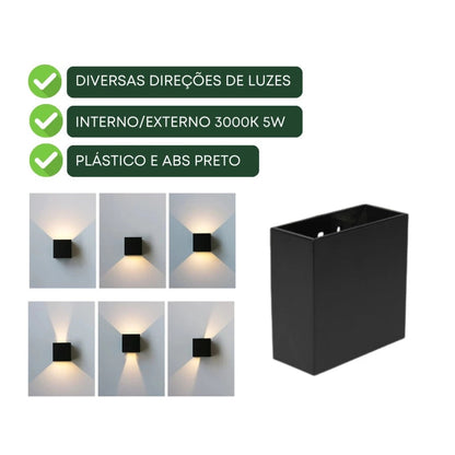 Arandela LED Facho Duplo Ajustável 5W – Interno e Externo