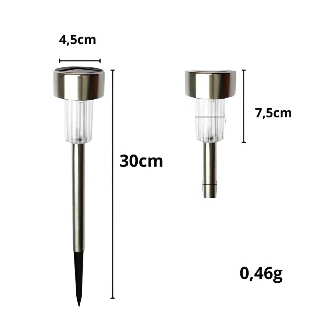 Kit Luminária Solar Balizador Espeto LED Jardim – Luz Quente, Fria ou RGB