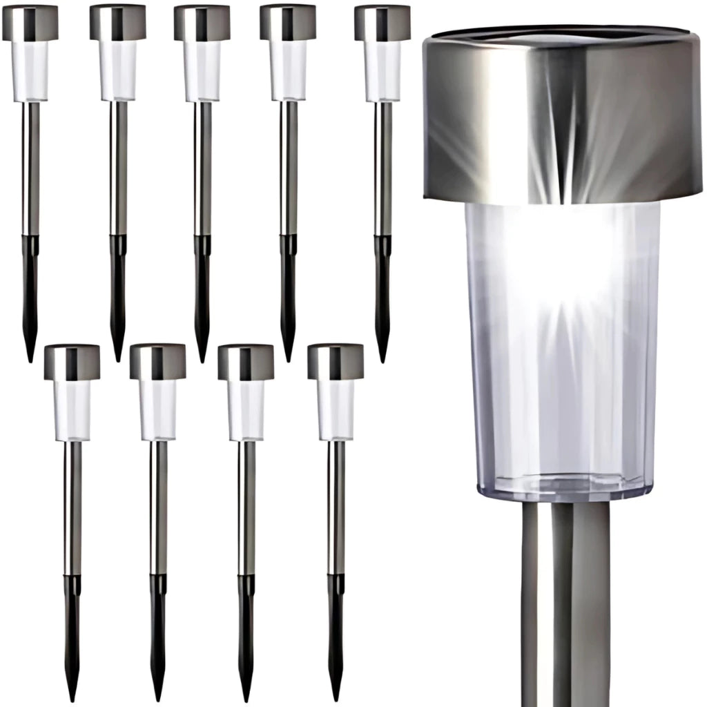 Kit Luminária Solar Balizador Espeto LED Jardim – Luz Quente, Fria ou RGB