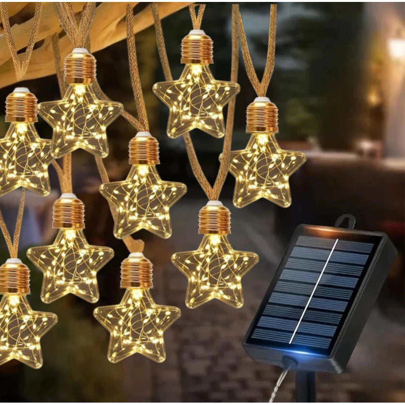 Cordão de Luzes Solares Decorativas 16 Lâmpadas – 7,3m