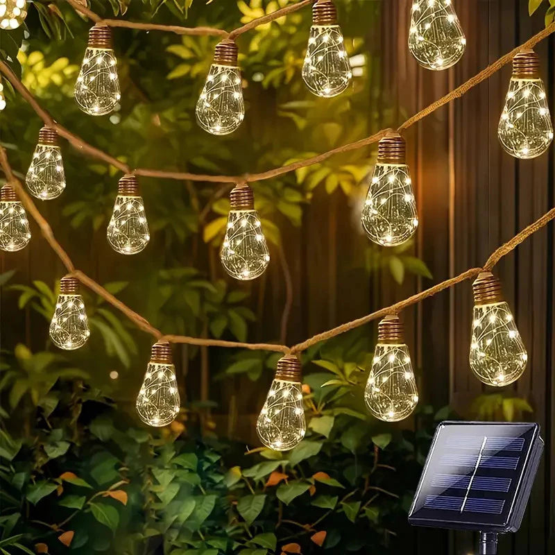 Cordão de Luzes Solares Decorativas 16 Lâmpadas – 7,3m
