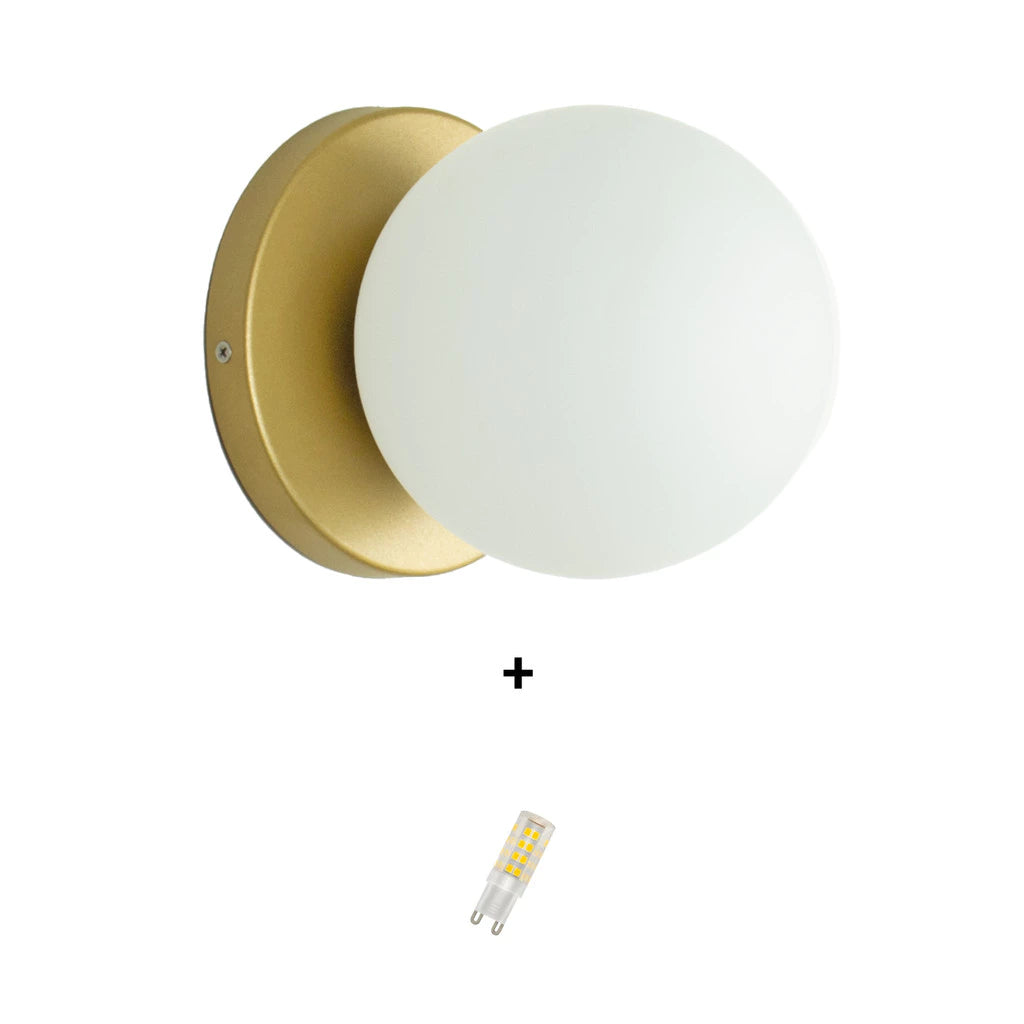Arandela Slim Globo 10cm Dourado Fosco com LED