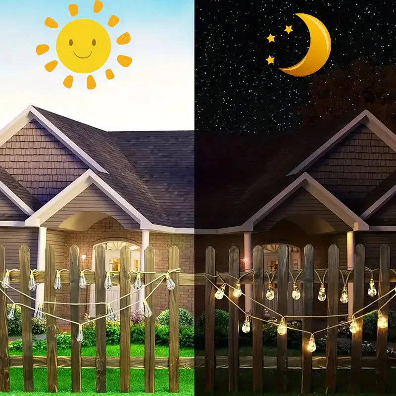 Cordão de Luzes Solares Decorativas 16 Lâmpadas – 7,3m
