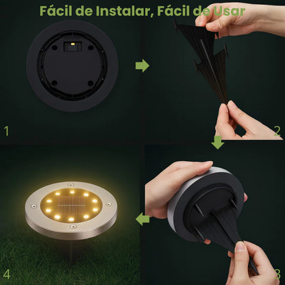 Kit 4 Luminárias Solares para Jardim LED Alto Brilho – Luz Amarela