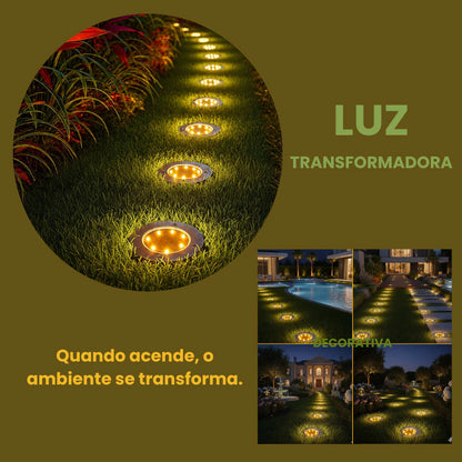 Kit 4 Luminárias Solares para Jardim LED Alto Brilho – Luz Amarela