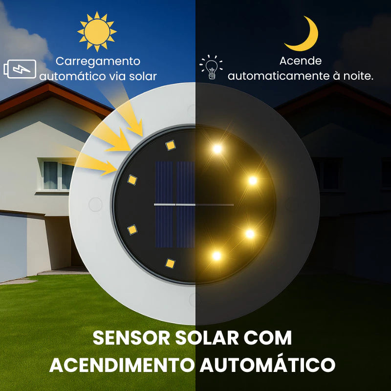 Kit 4 Luminárias Solares para Jardim LED Alto Brilho – Luz Amarela