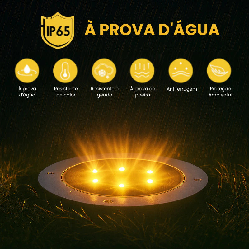 Kit 4 Luminárias Solares para Jardim LED Alto Brilho – Luz Amarela