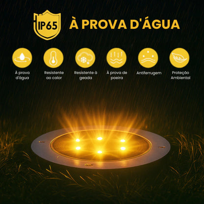 Kit 4 Luminárias Solares para Jardim LED Alto Brilho – Luz Amarela