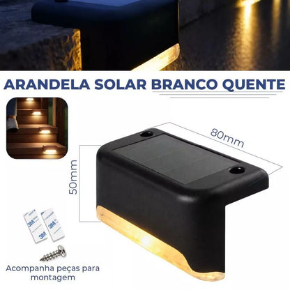 Arandela Solar LED de Canto para Degrau – Luz Quente ou RGB