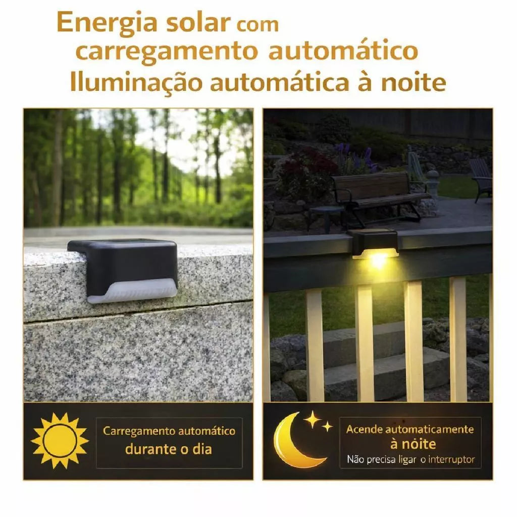 Arandela Solar LED de Canto para Degrau – Luz Quente ou RGB