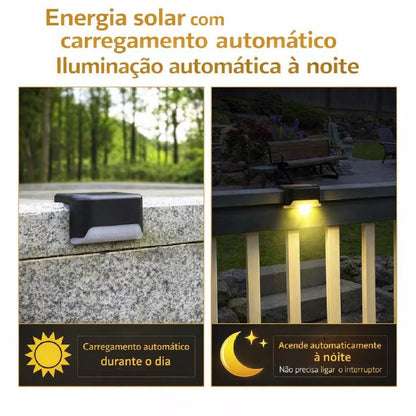 Arandela Solar LED de Canto para Degrau – Luz Quente ou RGB