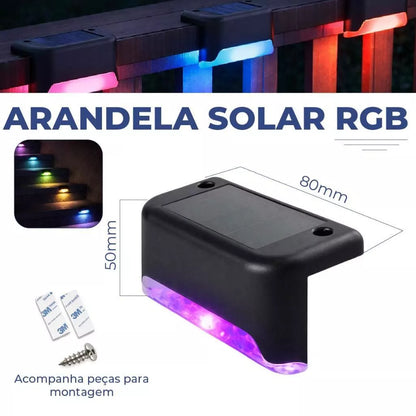 Arandela Solar LED de Canto para Degrau – Luz Quente ou RGB