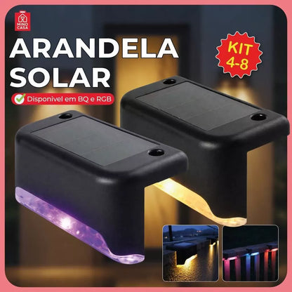 Arandela Solar LED de Canto para Degrau – Luz Quente ou RGB